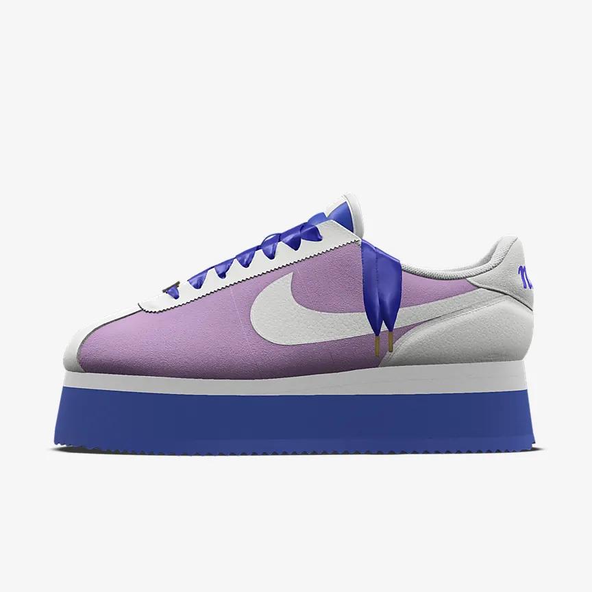 Giày Nike Cortez Platform Unlocked By You Greatest Gift Nữ Trắng Tím